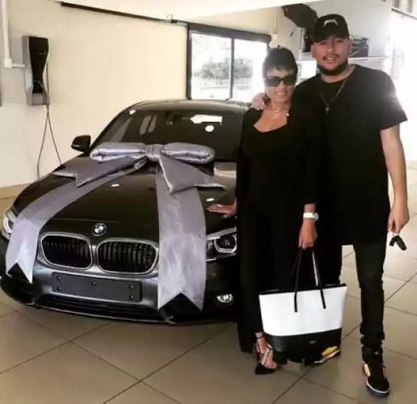 Photos: South African rapper AKA surprises his mom with a brand new car